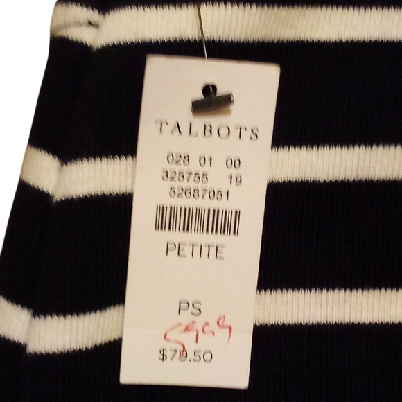 Talbot's -Black Skirt W/White Stripes, Belt Loops, Front Pockets,Pull On,Size SP - Picture 3 of 8
